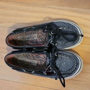 Sperry girls boat shoes. Black sparkly size 12.5